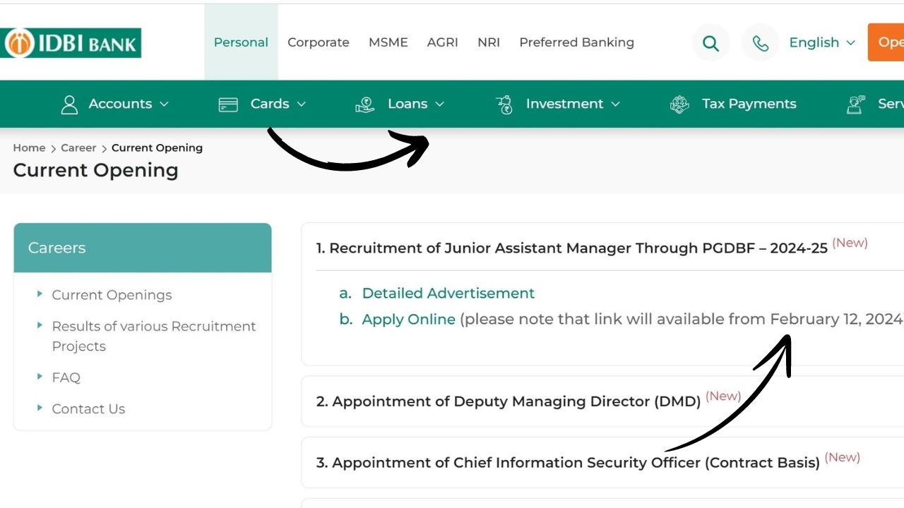 IDBI Bank Recruitment 2024 important Dates